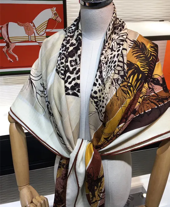 

2019 new arrival winter autumn leopard colorful 70% cashmere 30% silk scarf 140*140 cm big warm shawl wrap for women lady girl