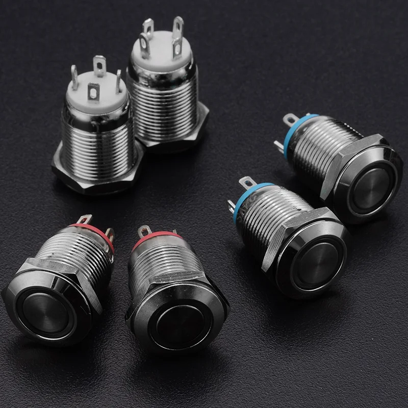 Новинка 12В/24В автомобильный металлический кнопочный переключатель 12 мм