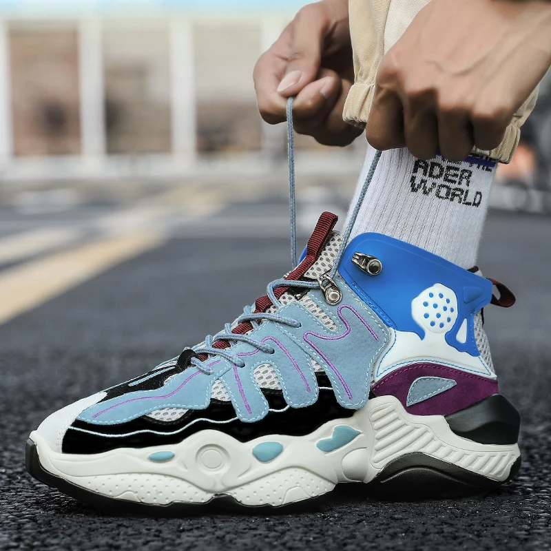 Новинка Осень-зима 2019 модная повседневная сетчатая Мужская обувь с высоким