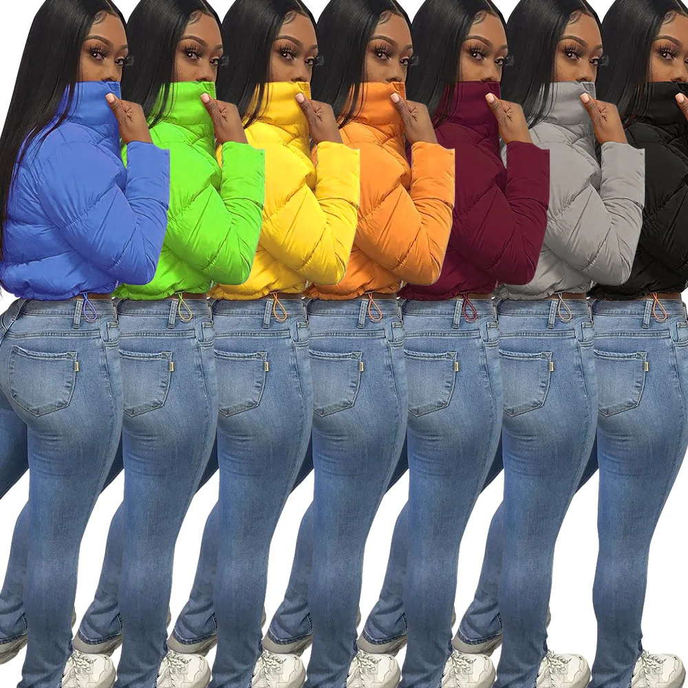 Однотонный короткий пуховик для женщин уличная Теплая парка плотная