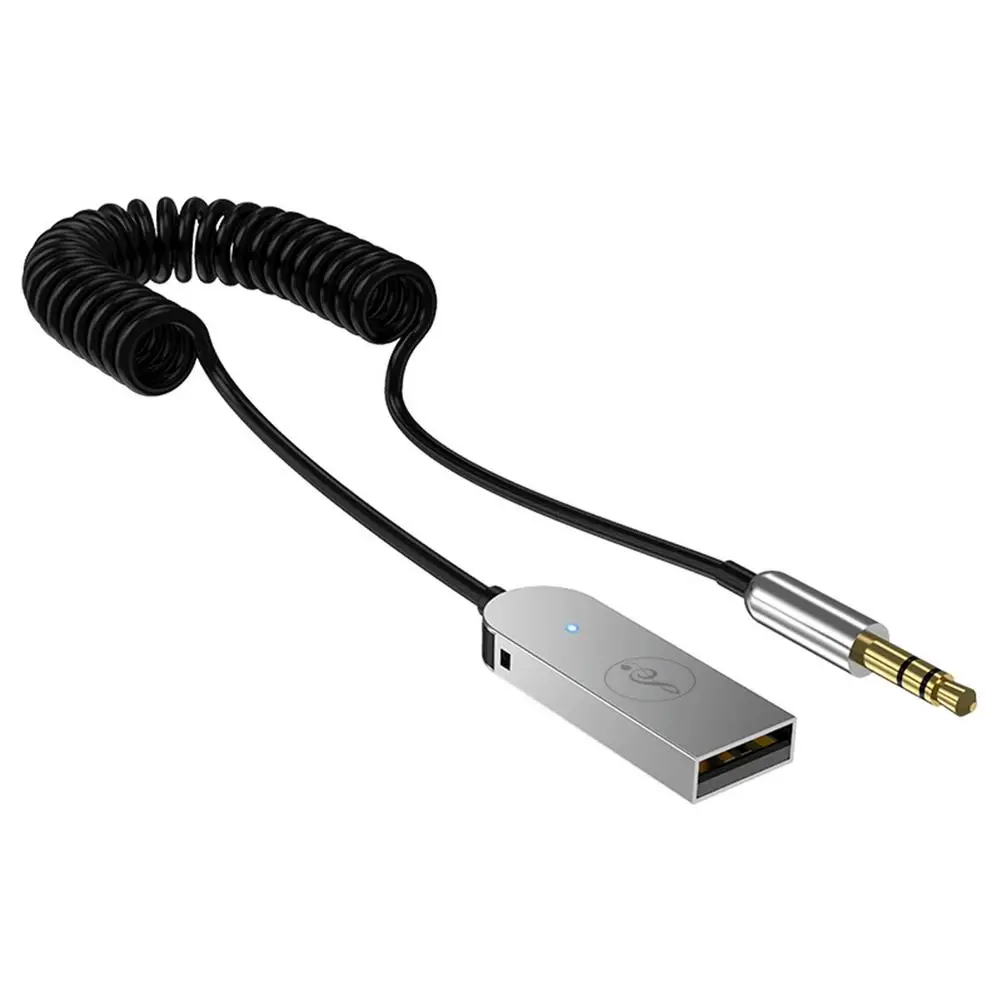 

Aux-адаптер с USB на разъем 3,5 мм с функцией вызова без помощи рук, беспроводной аудиоадаптер BT 5,0 для автомобильного динамика и домашнего звука