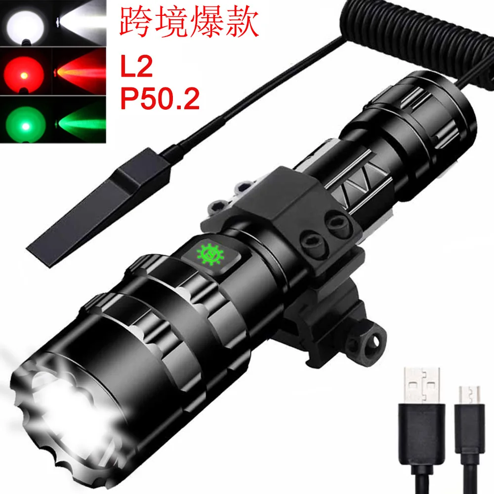 

Super Bright LED Flashlight Tactical torch powerful usb Rechargeable lamp Hunting light 5 Modes flashlights hunting scopes