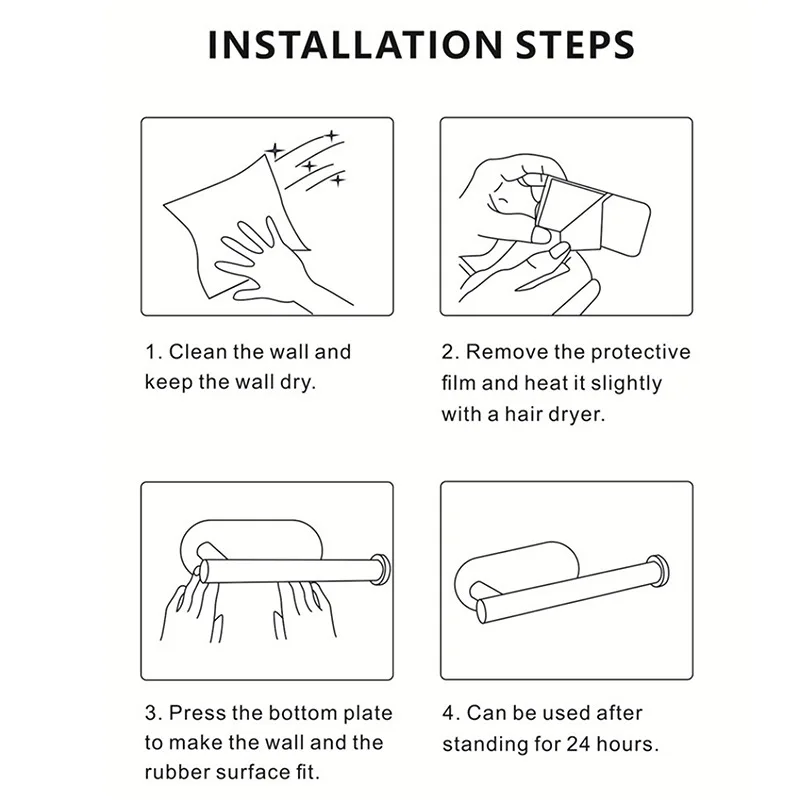 

No Drill Toilet Paper Holder Tissue Roll Holder Hanger Matte Black Bathroom Accessories Wall Mount