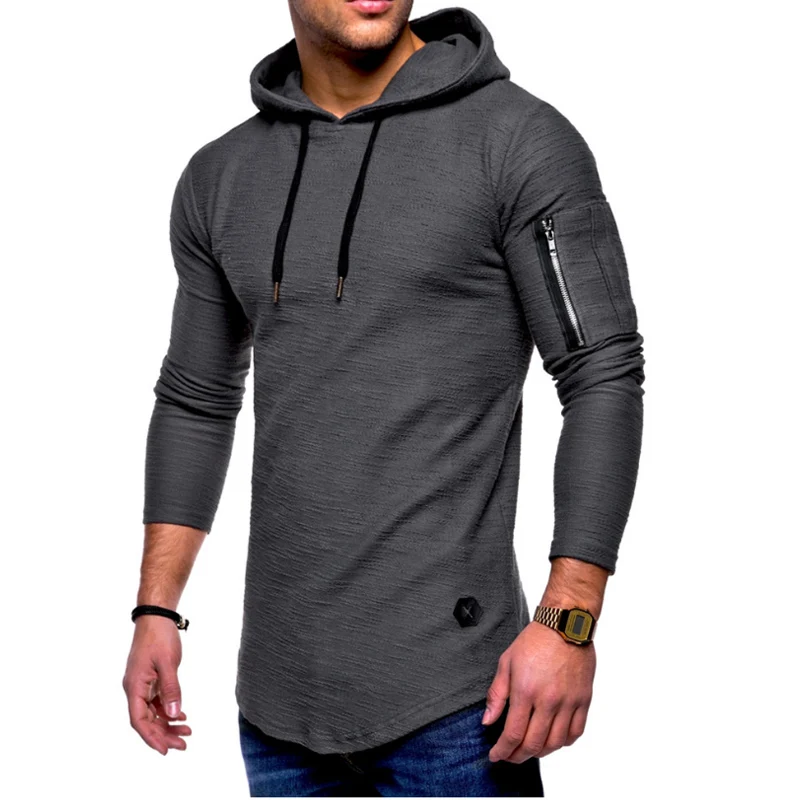 Мужская толстовка на молнии однотонная с капюшоном в стиле хип хоп Осень зима