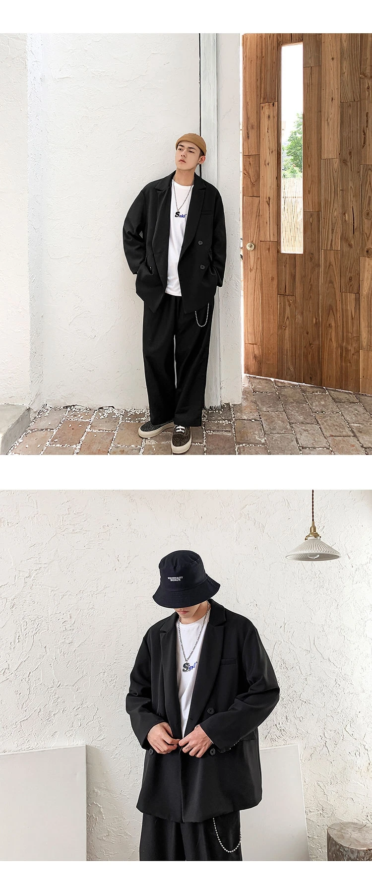 Korean New Men Blazer Black Oversized Blazer Masculino Casual Student Men Blazer hombre