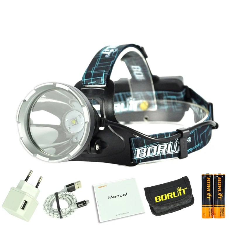 BORUIT супер яркий B10 XM-L2 светодиодный налобный фонарь Micro USB зарядка 18650 аккумулятор налобный фонарь 4 режима Головной фонарь для кемпинга охоты фонарик - Испускаемый цвет: B