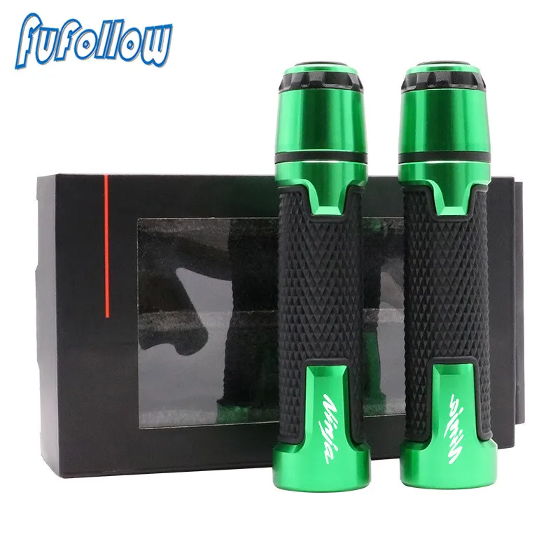 

CNC 7/8" 22mm Ninja logo Motorcycle Handle Grips Ends handlebar cafe racer For Kawasaki NINJA 400 250 Z800 Z750 Z1000 Z650 Z900