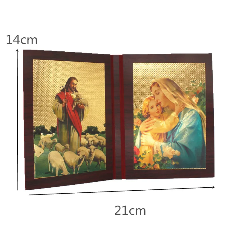 Иконка Иисуса деревянная поделка фигурки Девы Марии религиозный подарок книга