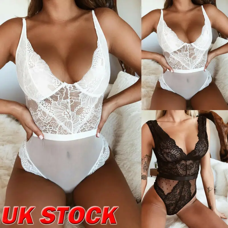 Женское сексуальное прозрачное боди с открытой спиной черного/белого цвета