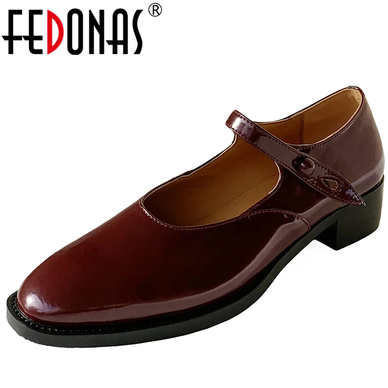 FEDONAS/Бархатная Женская обувь в сдержанном стиле из коровьей лакированной кожи