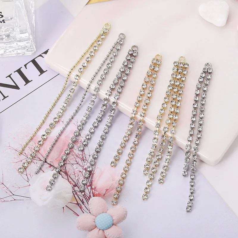 10pcslot trendy rhinestone copper tassel for jewelry making diy handmade phone charm earring necklace findings accessories free global shipping
