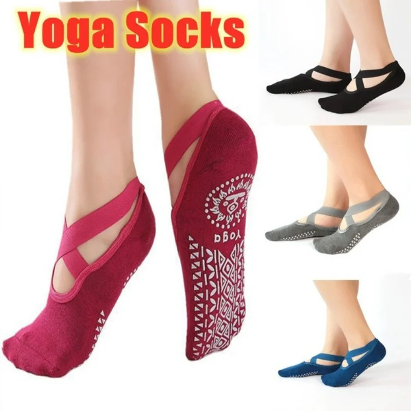 

Women Yoga Anti-slip Socks Backless Silicone Non-slip Socks Ladies Ventilation Ballet Dance Gym Fitness Pilates Cotton Socks