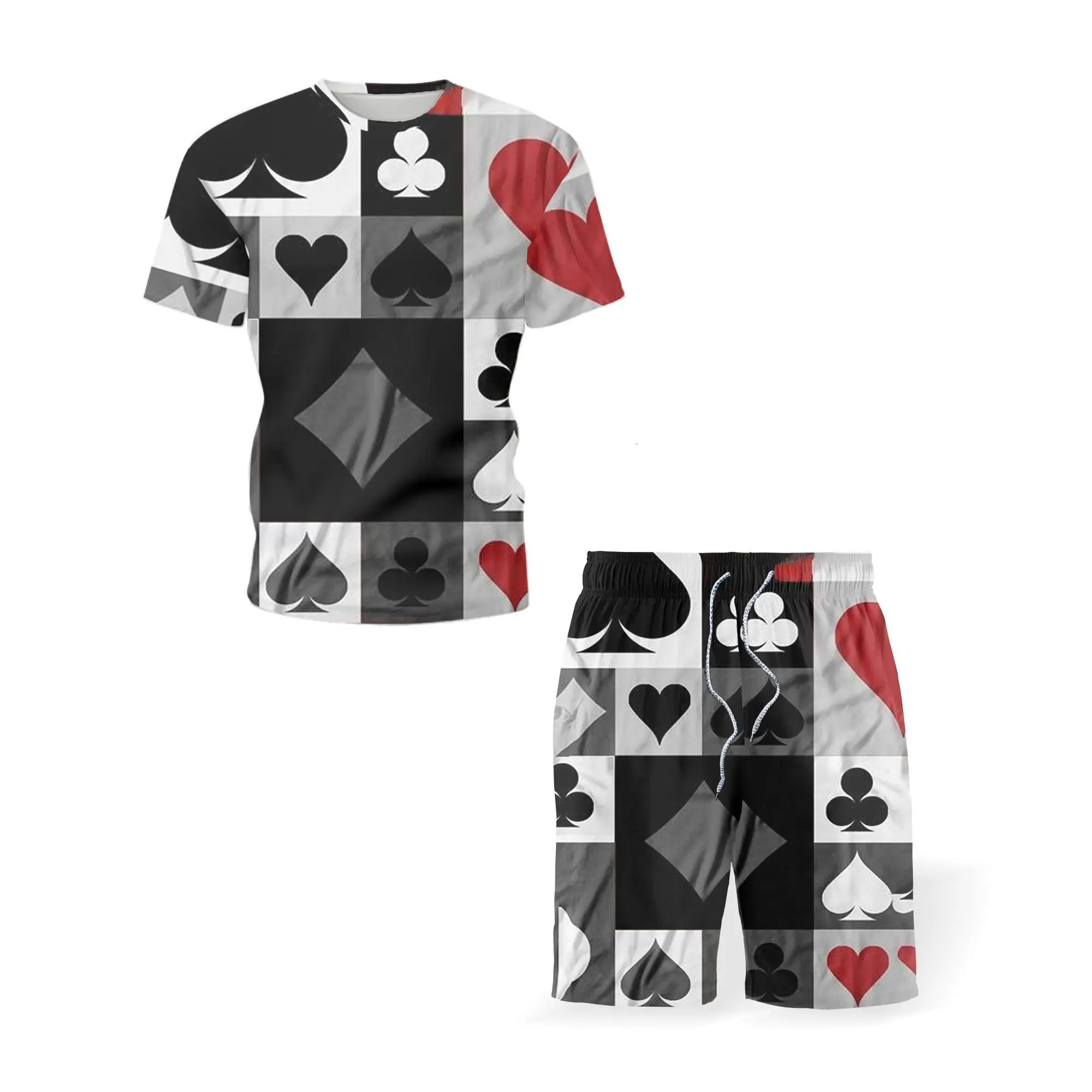 

2021 Summer New 3D Men's Sets Fashion Round Neck Short Sleeve Harajuku Personalized T-Shirt Track And Field Sports Suit