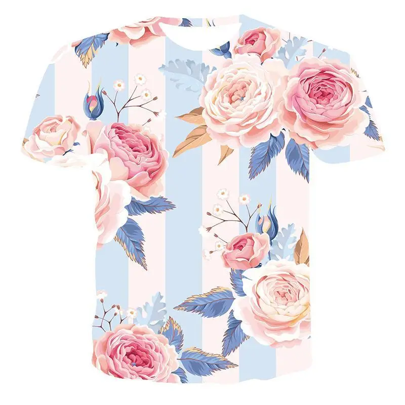 

New T -Shirt Men High Quality Men'S T -Shirt Ladies Short Sleeve Character Flower Pattern 3d Printing Men'S T-Shirt Fashion Cool