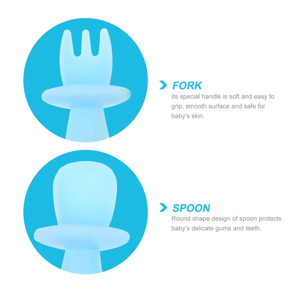 

2pcs Baby Forks and 2 Spoons Baby Toddler Infant Eating Learning Tableware