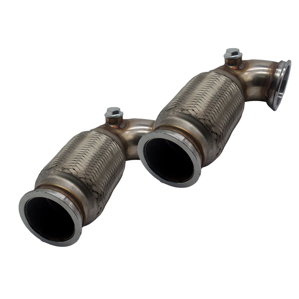 2 5 &quotдюймовый v диапазон Downpipe низкопрофильный 90 градусов W/Flex Bellow нержавеющий