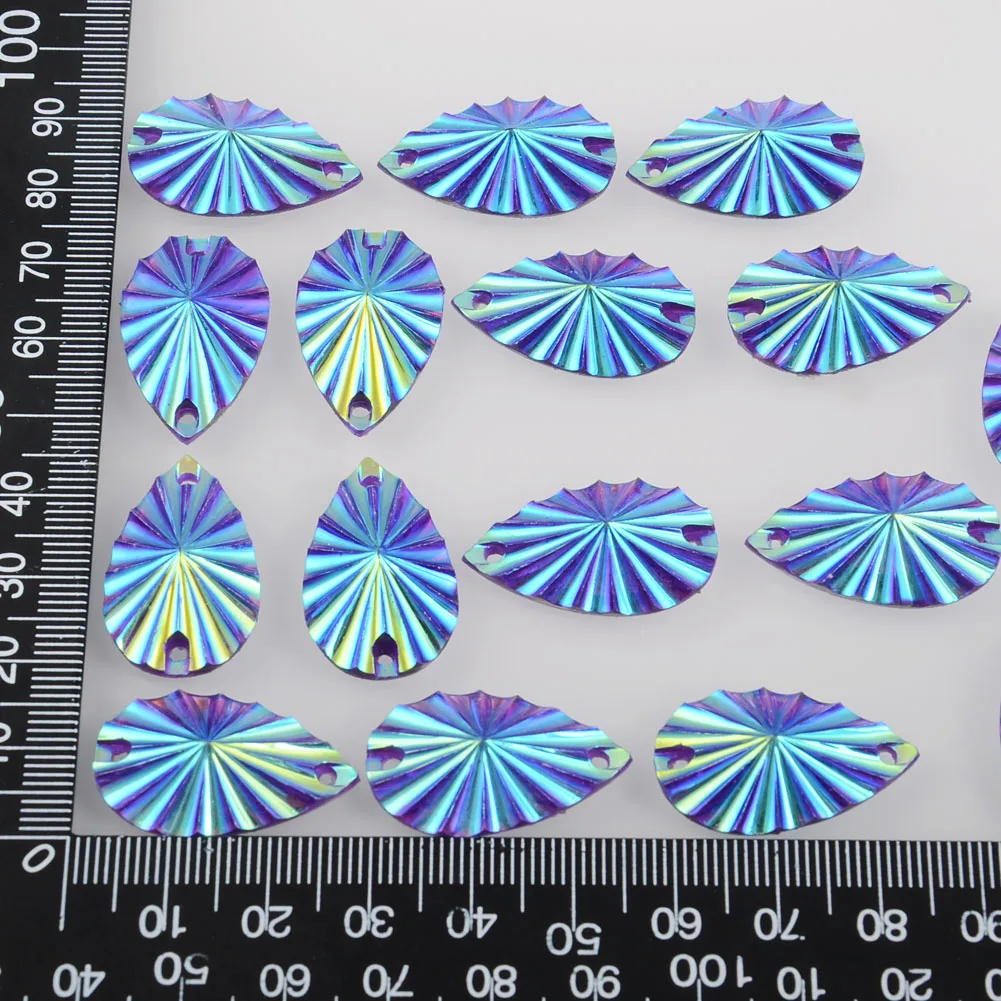 BOLIAO AB Color 20Pcs 16*27mm ( 0.63*1.06in ) Drop Shape Acryl Sew On 2 Hole Rhinestone Flatback Clothes Home Decor DIY | Дом и сад