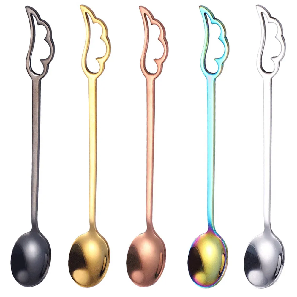 

Coffee Spoons Stainless Steel Feather Spoon Coffee Milk Stirring Teaspoon Ice Cream Dessert Spoons Cutlery Gift