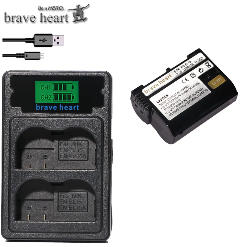 charger and 1battery Bateria EN EL15 EL15A ENEL15 EN-EL15 Батарея пакет для Nikon D500, D600, D610, D750, D7000, D7100, D7200, D800, D800E, D810, D810A& 1 v1 - Цвет: charger and 1battery