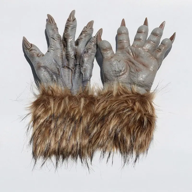 

Halloween Scary Wolf Werewolf Claw Gloves Animal Festival Adult Cosplay Latex Horrific Costume Accessory Carnival Party Decor