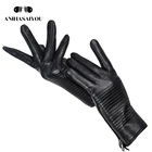 Модные брендовые перчатки высокого качества, черные женские кожаные перчатки из овчины, удобные теплые женские зимние перчатки-7023