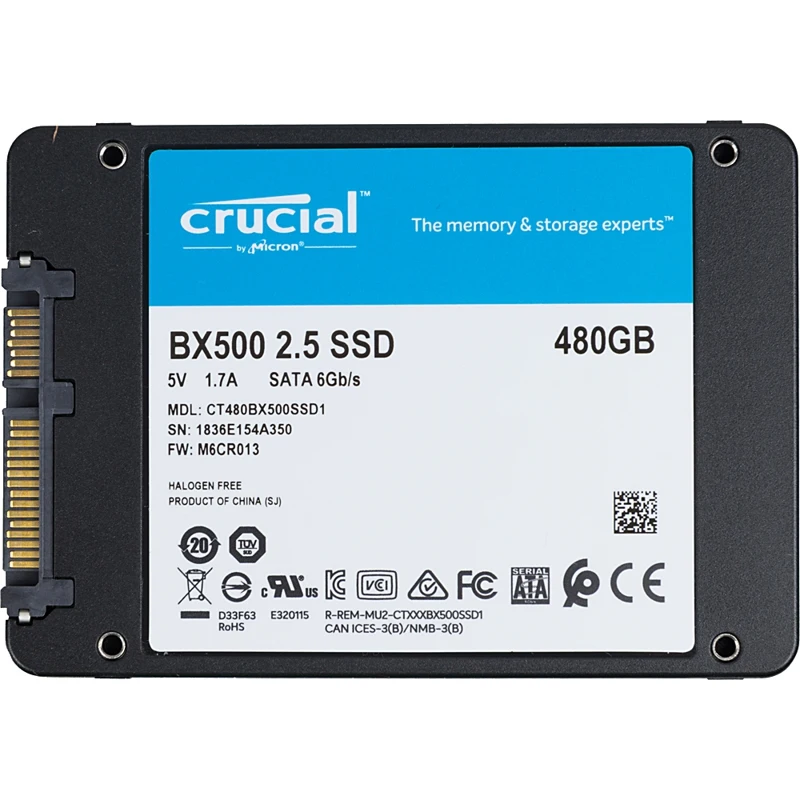 SSD накопитель CRUCIAL BX500 CT480BX500SSD1 480Гб|Внешние SSD| |