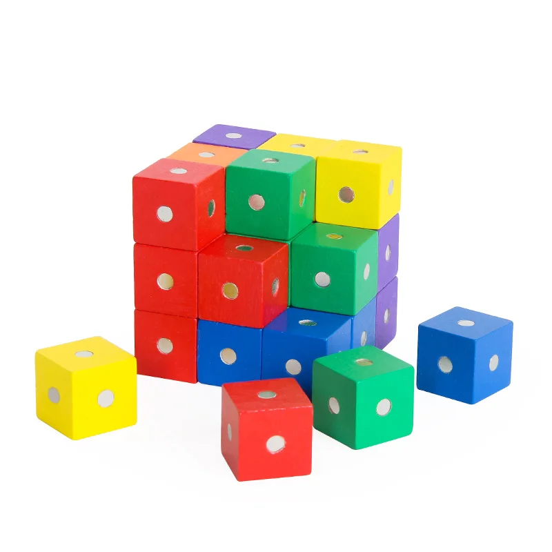 Wood Block Toys 10Pcs Magnet Cube Children Magnetic DIY 3D Model Building Blocks For Kids Educational Math Toys Christmas Gifts