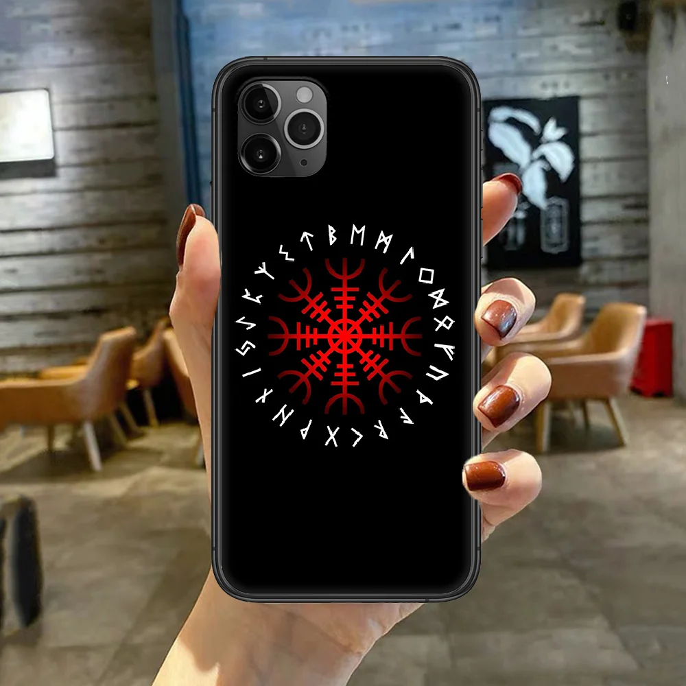 

Viking Vegvisir Odin Nordic Phone Case Cover For Iphone 5 5S 6 6S PLUS 7 8 11 12 Mini X XR XS PRO SE 2020 MAX black Coque Soft