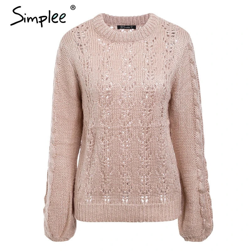 Женский желтый полый свитер Simplee привлекательный повседневный пуловер с круглым