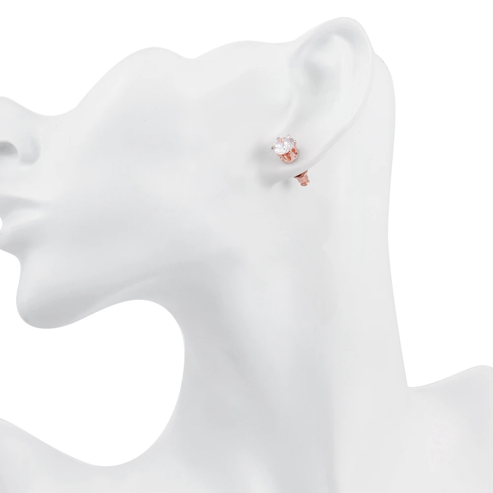 

ZEMIOR Rose Gold Color Fashion Stud Earrings For Women Romantic Round Shiny 5A Clear Cubic Zirconia Earring Engagement Jewelry