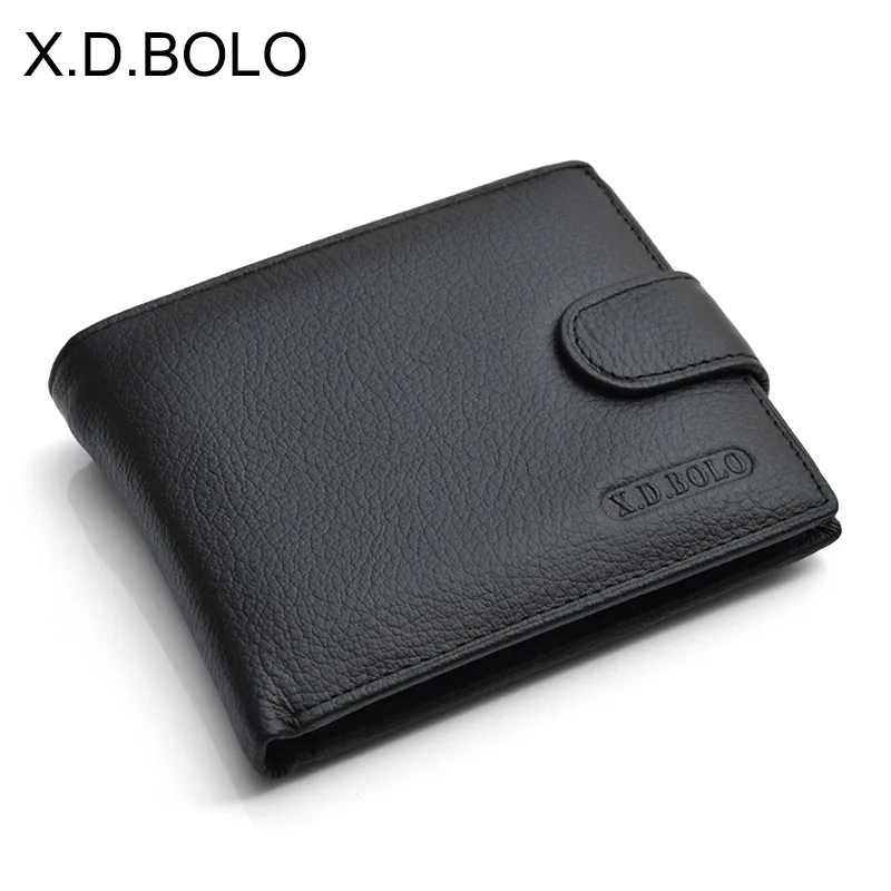 

European And American Men's Wallet Short Top Leather Buckle Leather Three Fold Wallet Zipper Zero Wallet