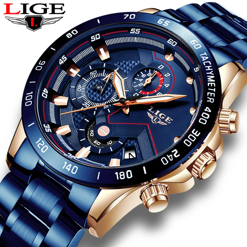 LIGE Watch Men Business Waterproof Clock Mens Watches Top Brand Luxury Fashion Casual Sport Quartz Wristwatch Relogio Masculino | Наручные