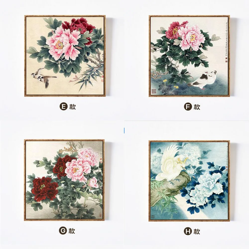 Изящный Цветущий пион Скандинавское искусство картина в китайском стиле холст