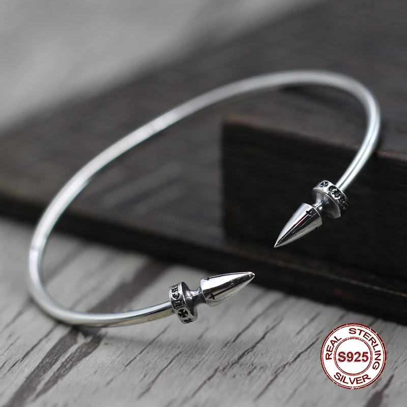 S925 мужской браслет из стерлингового серебра личности ретро хип хоп буквы