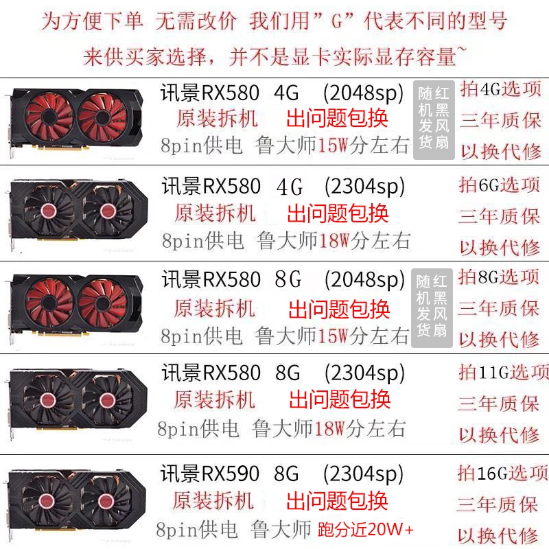 

Disassembling Rx580 Graphics Card 4G Single Display XFX 8G Mining Graphics Card Second-Hand