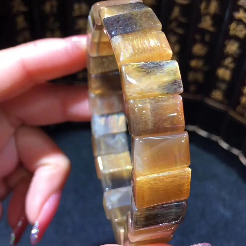 Браслет из натурального золотого солнечного камня для женщин и мужчин
