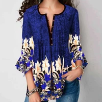 women v neck clothes %d1%80%d1%83%d0%b1%d0%b0%d1%88%d0%ba%d0%b8 vintage 34 sleeve button up tops shirt blusas casual loose large plus size print tops 5xl t shir
