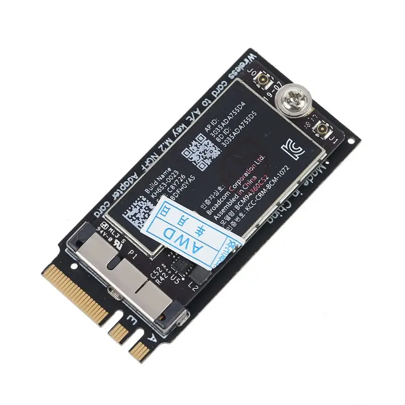 Беспроводная Wi-Fi-карта 802.11AC BCM94360CS2 867 Мбит/с WLAN-карта Bluetooth 4 0 + NGFF M.2 адаптер для ПК |
