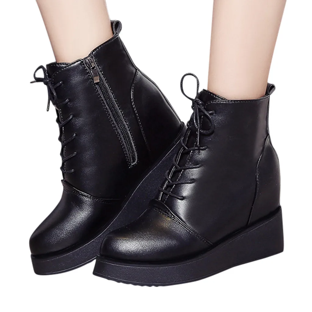 Женские ботинки на резиновой подошве увеличивающие рост тонкие обувь высоком