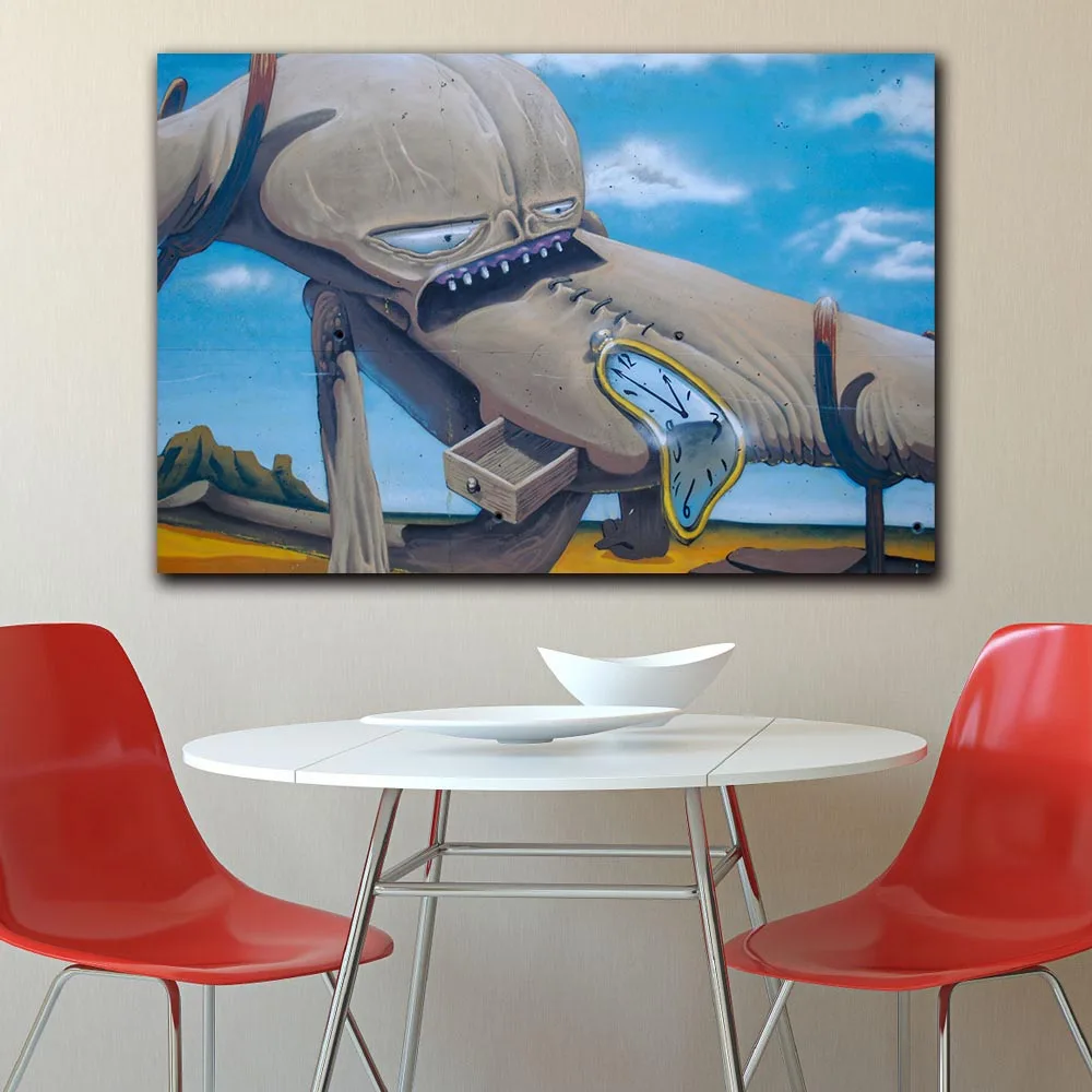 

Fashion Print salvador-dali-graffiti-street-art Canvas Wall Pictures for Living Room Office Bedroom Modern Canvas Oil Painting