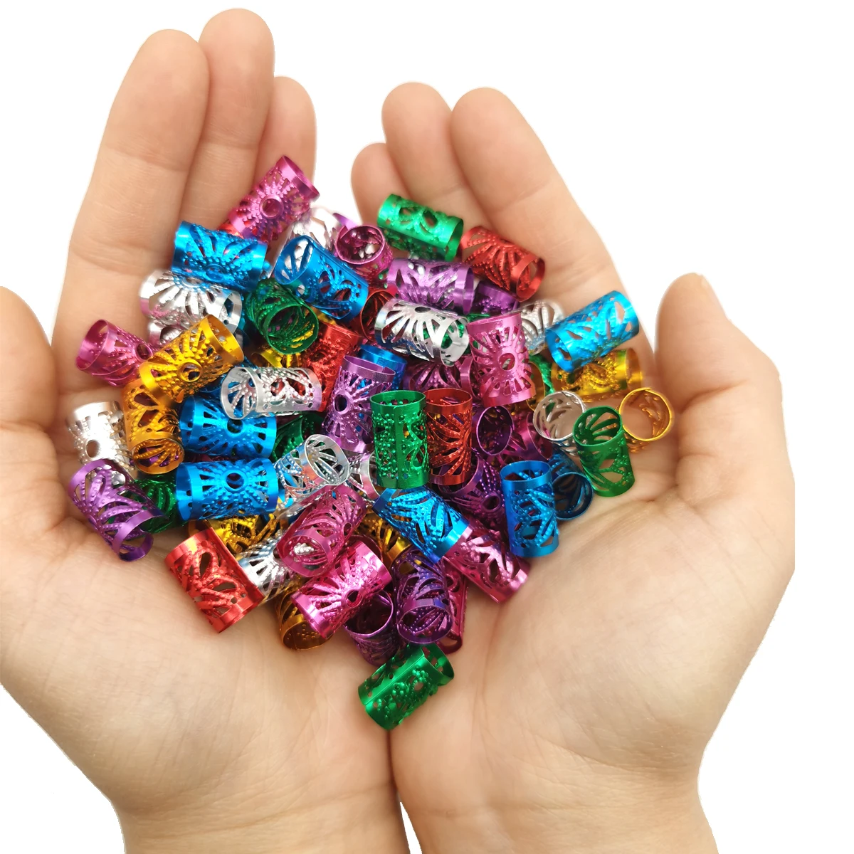 

100 шт. страшные косички для волос, бусины для дредов, регулируемые манжеты, зажимы, микрокольца для девочек, женщин, мужчин, аксессуары, оптов...