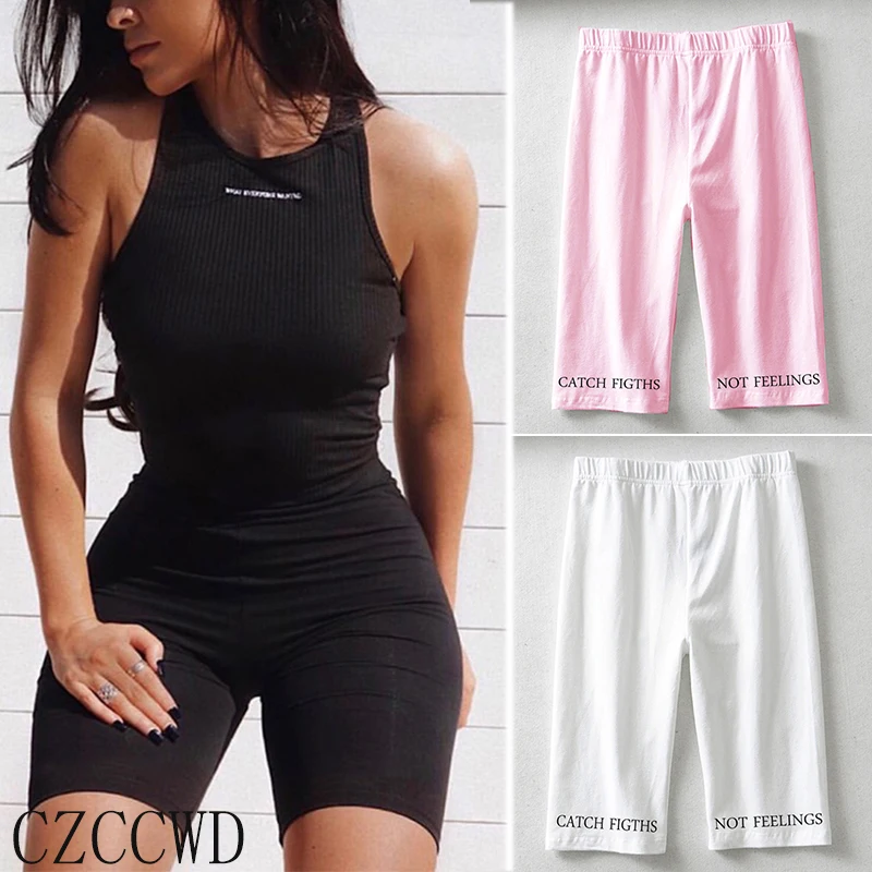 Леггинсы короткие новые летние леггинсы с буквенным принтом для женщин высокая