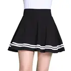 Женские юбки, модная однотонная плиссированная мини-юбка А-силуэта в полоску с высокой талией, школьная юбка с высокой талией, 2021, юбки