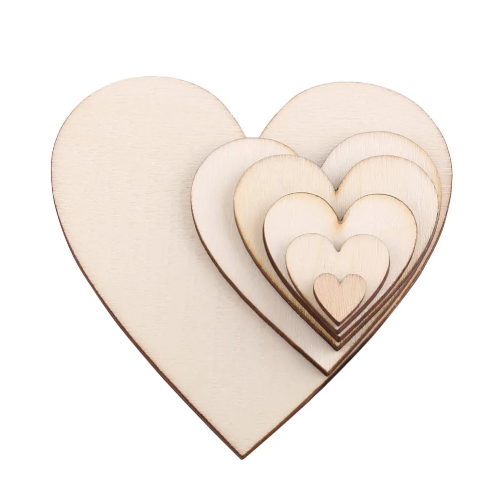 

20/40/80mm blank heart-shaped wood chip disc DIY crafts for Christmas decoration and wedding commemorative use (wood color)