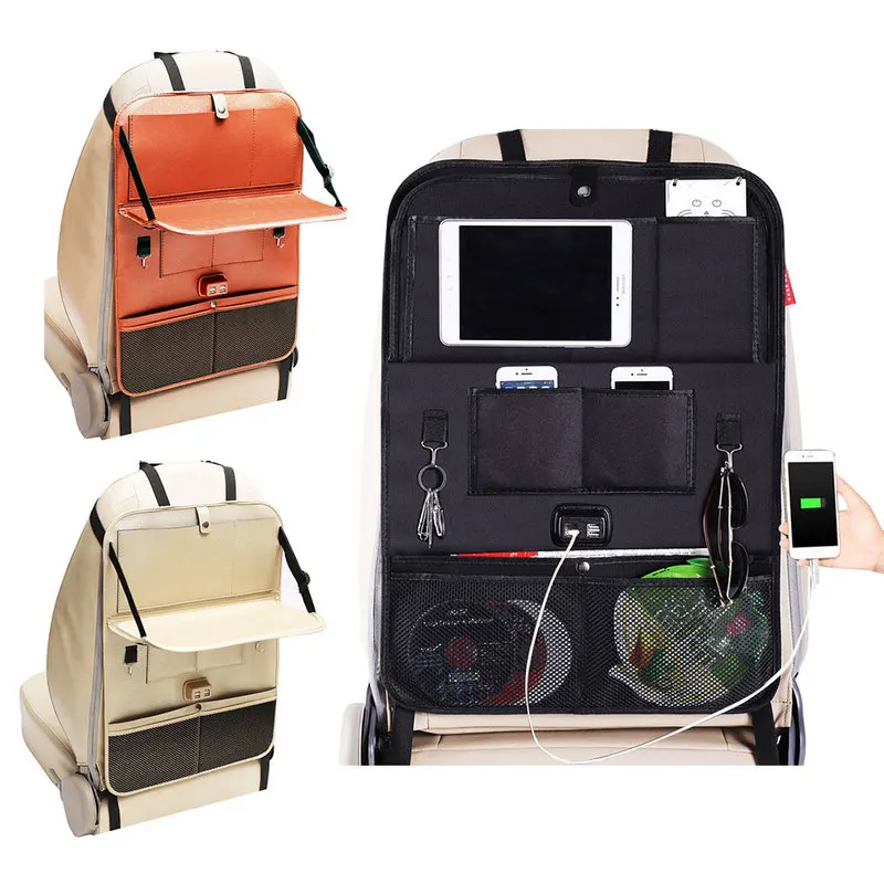 Автомобильный Органайзер на заднее сиденье сумка 4 USB зарядка держатель мешка для