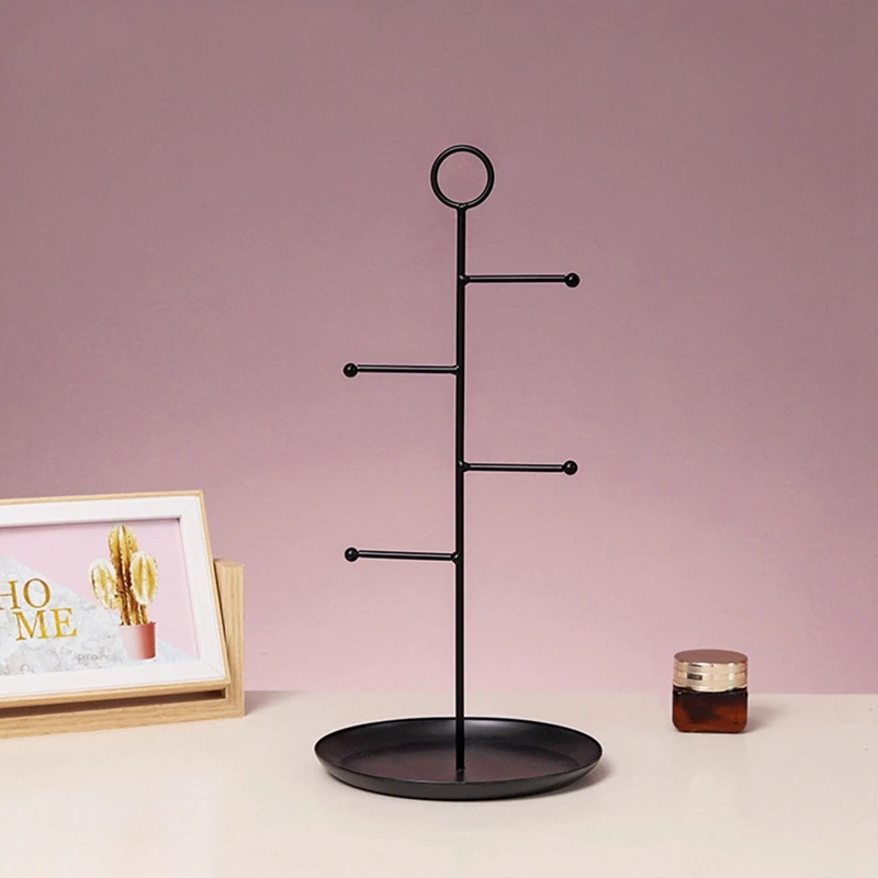 

2 Pcs Hanging Jewelry Display Rack Tree Organizer Metal Rack for Holding Women Jewelries Earrings Rings Necklaces, A & B