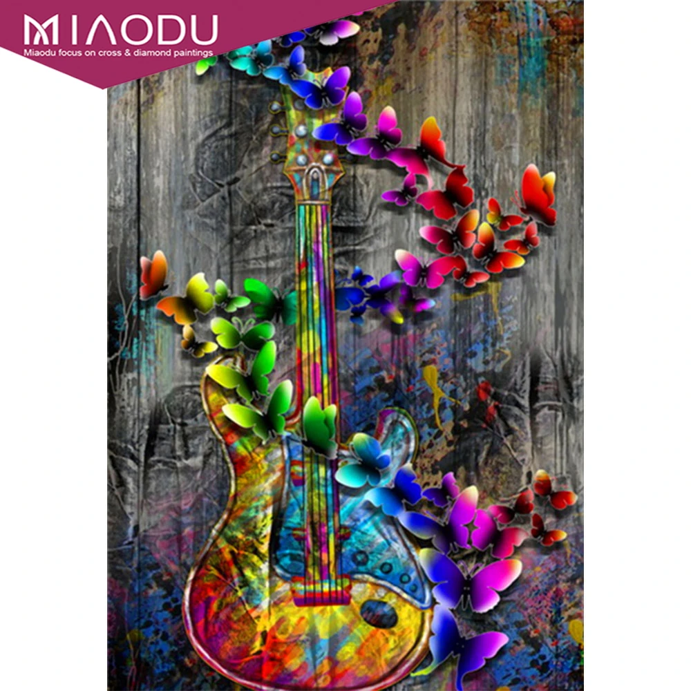 

Miaodu Full Square Diamond Art Painting Kits Animal Butterfly 5D DIY Diamond Embroidery Cross Stitch Guitar Mosaic Home Decor