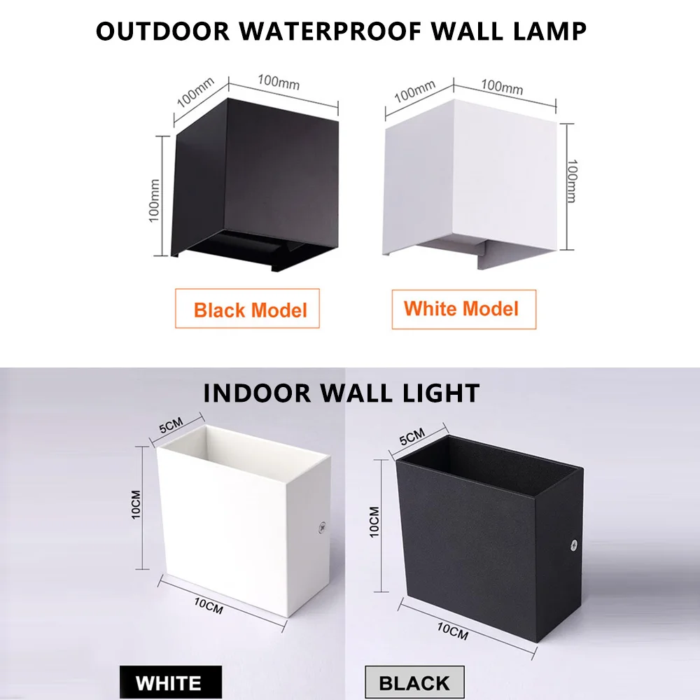 Outdoor LED Wall Light, 6W/12W, IP65 Waterproof, Adjustable Angle, Aluminum, AV85-265V, Porch, Garden, Indoor Lighting Lamp image 2