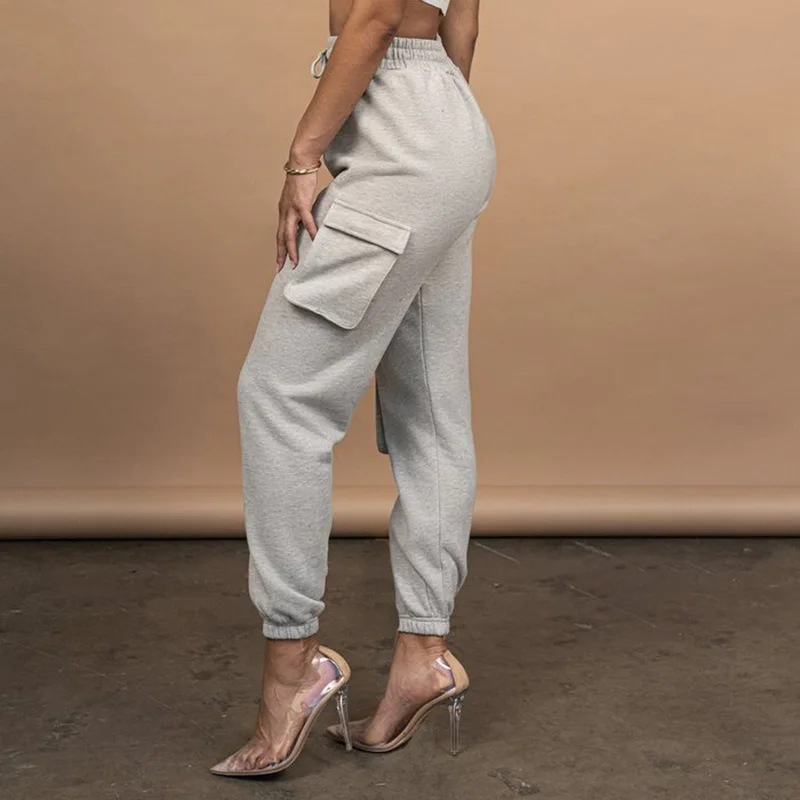 

Outfits for Women Spring 2021 Fashion Casual Solid Color Pants Pocket Lace-up Pants + Top Suits Sweatpants Set Slacks Suit