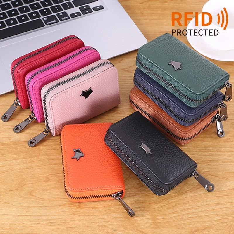 RFID Блокировка защищенная натуральная коровья кожа кошельки 12 слотов для карт